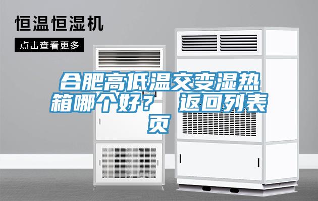 合肥高低溫交變濕熱箱哪個好？ 返回列表頁